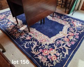 Royal Palace 'Floral Garden' lapis blue wool area rug