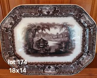 Antique Staffordshire black transferware platter