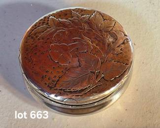 Floral embossed sterling compact