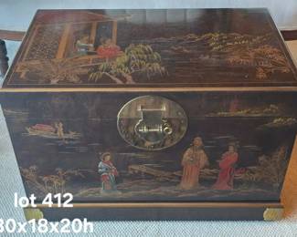 Chinese black lacquer trunk