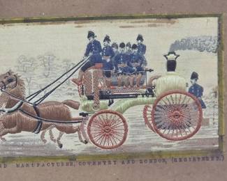 Detail of antique Stevengraph titled 'For Life or Death - Heroism on Land', a picture woven in silk by Thomas Stevens of Coventry and London