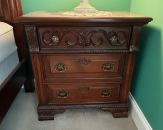 Traditional Mahogany Nightstand with Carved Details