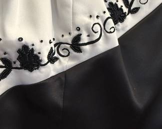 Del & Johnny by Laura Ryner Black and White Beaded Gown