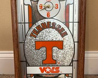 University of Tennessee Volunteers "T" Logo Faux Stained Glass Clock