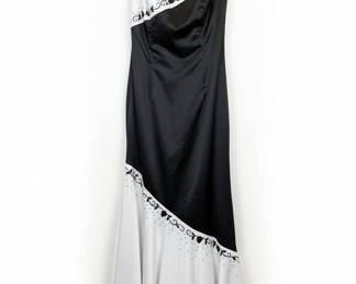 Del & Johnny by Laura Ryner Black and White Beaded Gown