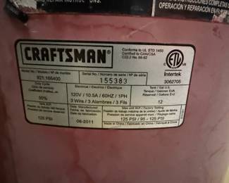 Craftsman 12 Gallon Air Compressor 921.166400