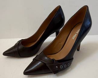 Nine West Women's Dark Brown Leather Pointed Toe Pumps