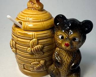 Vintage Bear and Honeycomb Honey Pot