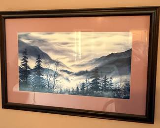 Larry Burton Misty Mountain Landscape Print