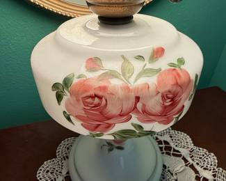 Victorian Style Hand-Painted Floral Hurricane Lamp