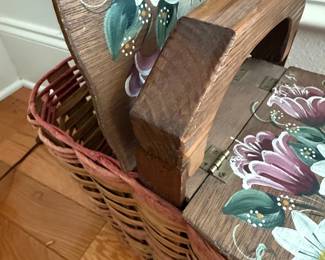 Hand-Painted Wicker Picnic Basket