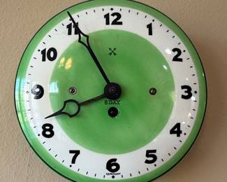 8 Day German Wall Clock with Green Dial