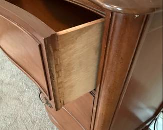 Bassett French Provincial Style Cherry Dresser with Mirror and Tall Dresser
