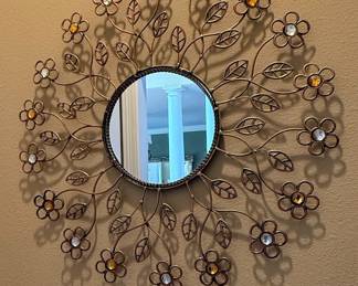 Sunburst Mirror with Floral Embellishments Style