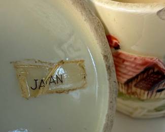 Japanese "Cottage Ware" Ceramic Farmhouse Sugar Bowl and Creamer Set