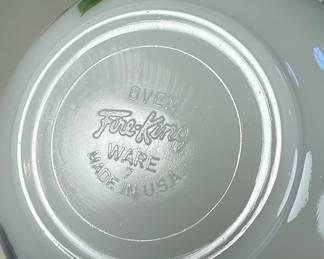 Fire-King "Gay Fad" Fruit Pattern Milk Glass Mixing Bowls