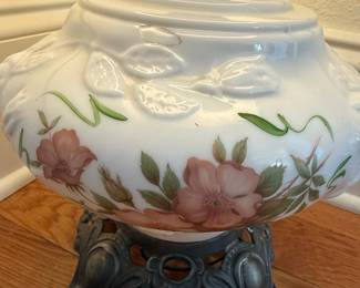 Gone With The Wind Style Floral Milk Glass Lamp