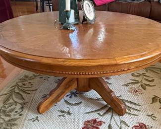 Oak Pedestal Coffee Table