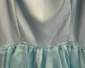 Vintage Light Blue Tiered Lace Formal Gown - 1980s Style