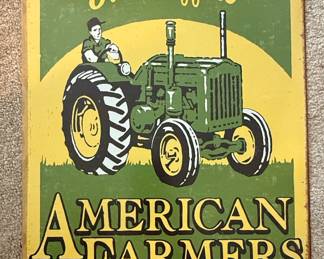 Schonberg Sign Art American Farmers Tractor Tin Sign