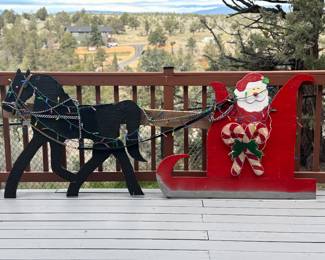 Large wood Santa sleigh cutout