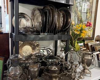 Large selection of silver plate items 
