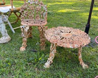 Iron chair and table
