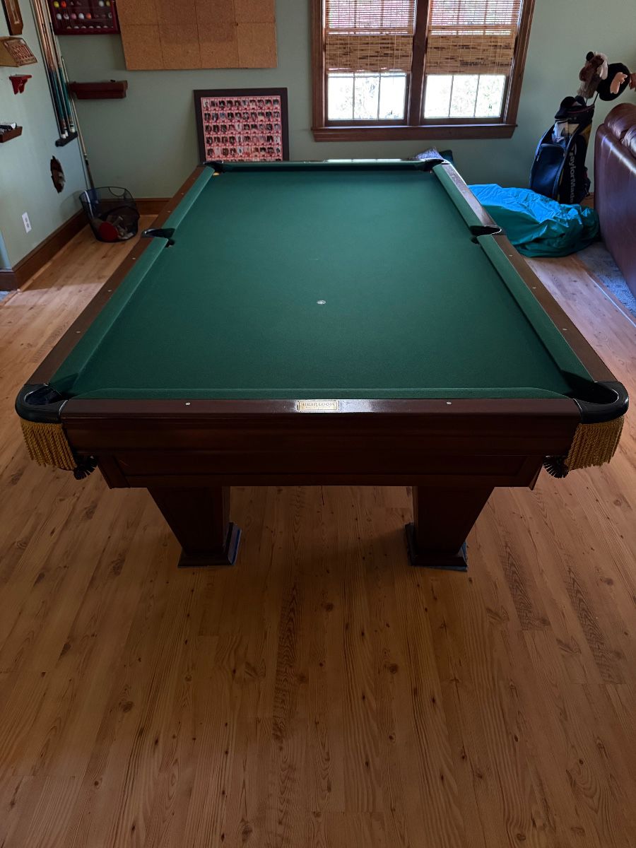 Heirloom Pool Table- 11ft - $250 - also has a ping pong table for the top. Comes with pool sticks, ping pong top, paddles. Located on the 2nd floor, must be moved by 3-4 strong people.