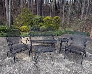 Wrought Iron Glider, 2 tables, 2 Rockers-$250 for the set