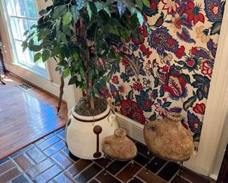 Faux Tree in Terracotta Pot and 2 other Vases-$75 for all