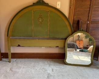 Antique French Provincial Full Headboard & Mirror- $250 for the set - Headboard is 56 inches wide, Mirror is 33 inches tall, 23 inches wide