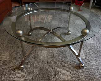 Glass and Metal Coffee Table-$50- 38 inches wide, 18 tall