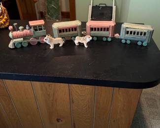 Vintage Wooden Train and 2 animals- $15