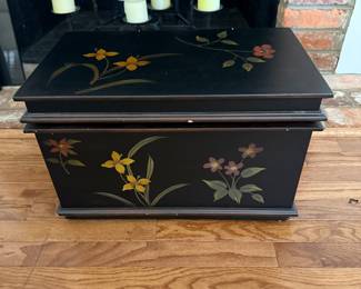 Floral Art Wooden Trunk- $75- 23 inches wide, 20 tall, 12 inches deep