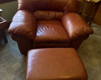 Leather Oversized Chair and Ottoman- $300 for both- 50 inches wide ,33 inches deep- Ottoman is 27 inches wide and 19 deep