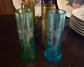 Vintage Etched Shot/Cordial Glass Set of 6- $30 for all