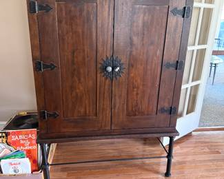 Vintage Pier One Wooden Armoire- $100- 55 inches tall, 39 wide, 25 deep