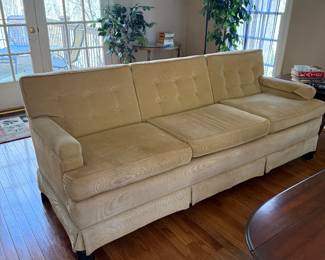 Custom Pale Yellow Chenille Couch- $450- 84 inches long, 31 deep, 21 inches from floor to seat