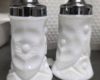 milk glass salt & pepper shakers