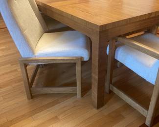 Dining table and 6 chairs by lane. Includes 2 leaves.