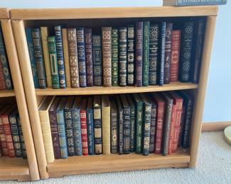 Leather-bound books.