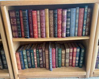 Leather-bound books.