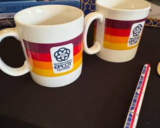 Walt Disney World EPCOT Center Rainbow Stripe Mugs (Set of 2)