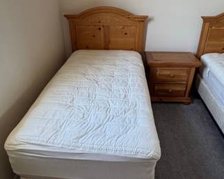 Solid Wood Twin Bed Frame with Headboard and Nightstand