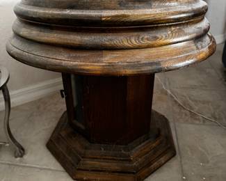 Vintage Oak Pedestal Clock Table
