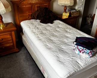 Wooden Headboard, Nightstand, and Serta Mattress Set