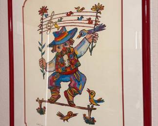 Jovan Obican "Musician with Birds" Limited Edition Print