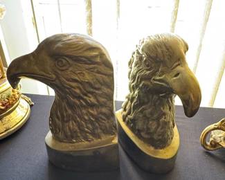Brass Eagle Head Bookends