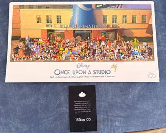 Disney 100th Anniversary Commemorative Nametag and 'Once Upon a Studio' Print
