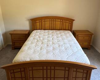 Mission Style Wood Bed Frame with Nightstands